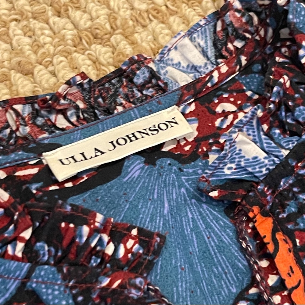 Ulla Johnson Ismaya Long-Sleeve Mini Dress Blue & Red 4 - Picture 4 of 9